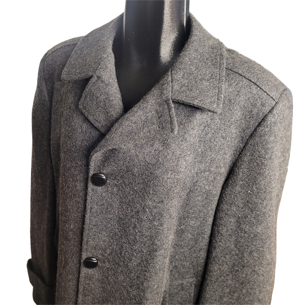 Croydon Men's Vintage Dark Grey Wool Blend Mid-length Overcoat 42R - Picture 5 of 11